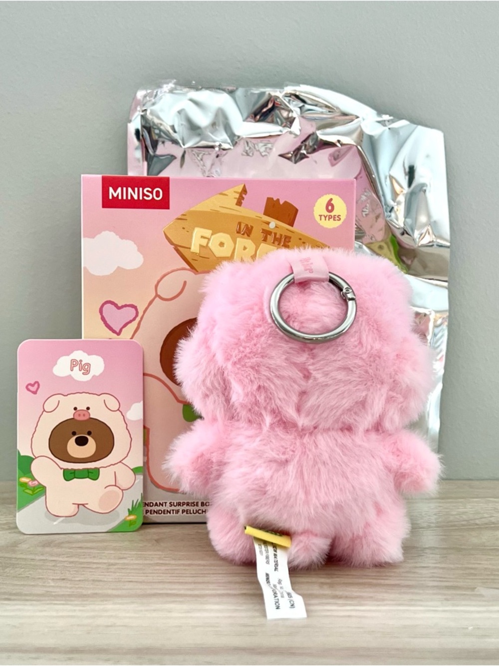 MINISO Gift Bear Animal Costume In The Forest Vinyl Plush Pendant - Pink Pig - Picture 2 of 6